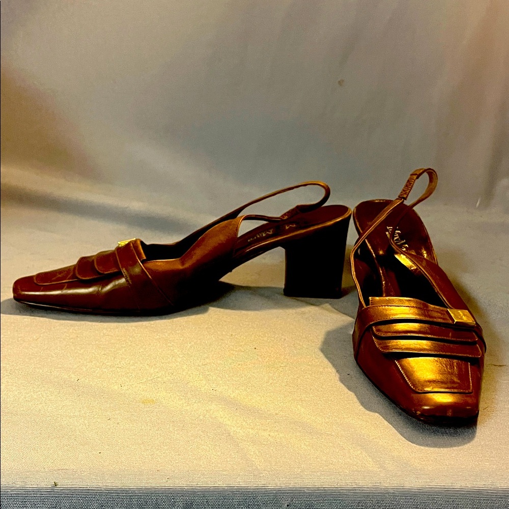 MaxMara Brown Leather Sling back Heels